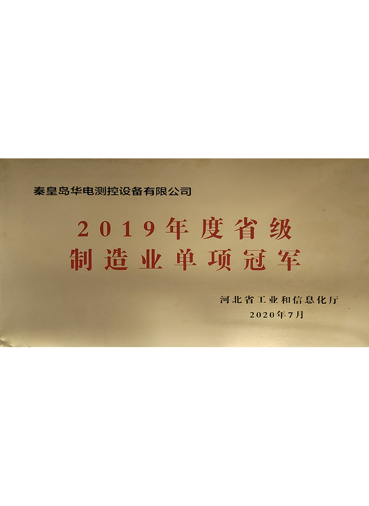 2019年度省級(jí)制造業(yè)單項(xiàng)冠軍